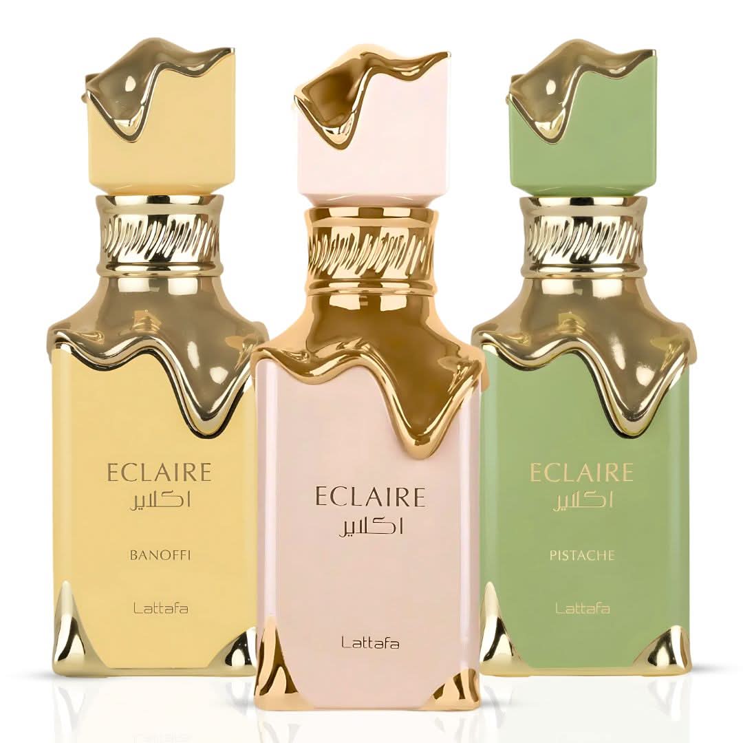 Eclaire, Eclaire Banoffi & Eclaire Pistache Eau De Parfum Sprays 40ml By Lattafa (Bundle)